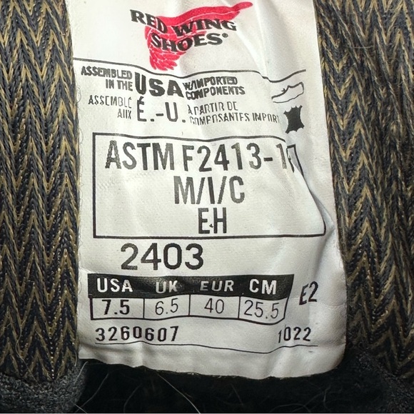 Red Wing Boots Mens 7.5 Brown Leather Lace Up Safety Cap Toe Workwear 4803 - Picture 5 of 11